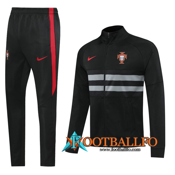 Chandal Futbol - Chaqueta + Pantalones Portugal Negro 2020/2021