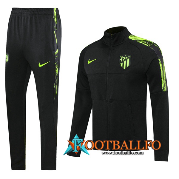 Chandal Futbol - Chaqueta + Pantalones Atletico Madrid Negro Verde 2020/2021