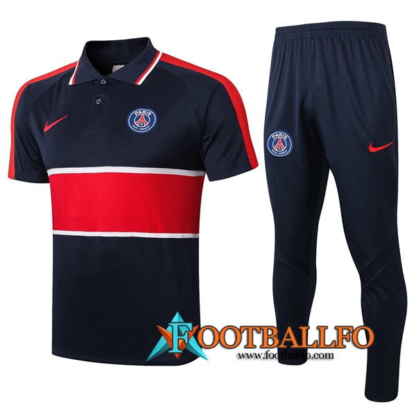 Polo Futbol Paris PSG + Pantalones Azul Royal Roja 2020/2021
