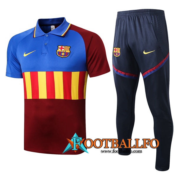 Polo Futbol FC Barcelona + Pantalones Azul Roja 2020/2021