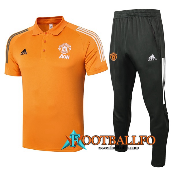 Polo Futbol Manchester United + Pantalones Naranja 2020/2021