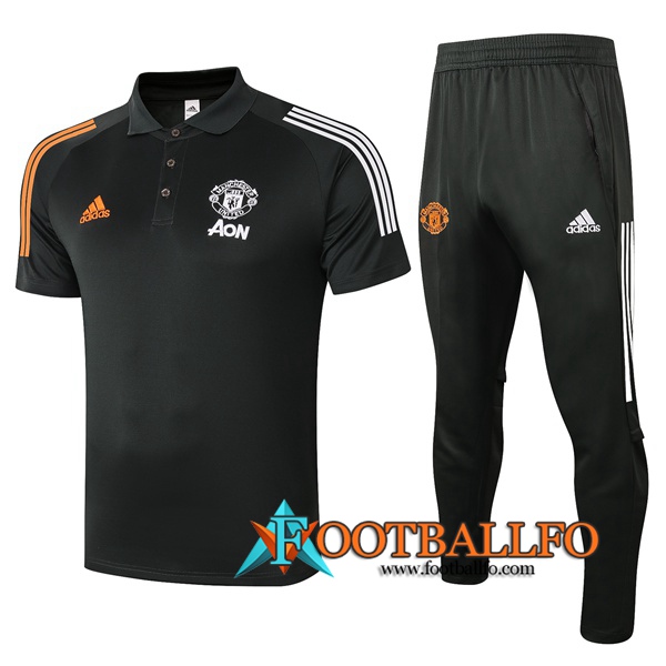 Polo Futbol Manchester United + Pantalones Negro 2020/2021