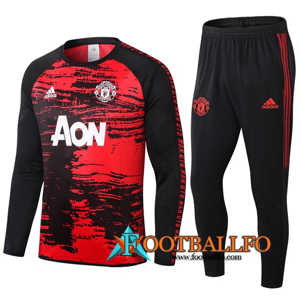 Chandal Futbol + Pantalones Manchester United Negro Roja 2020/2021