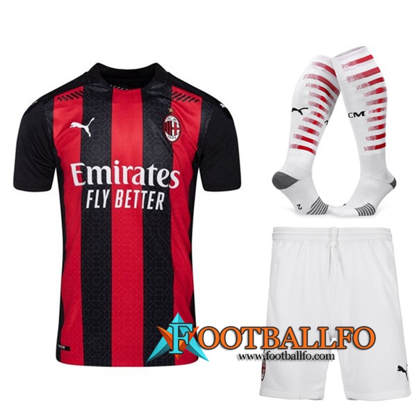 Traje Camisetas Futbol Milan AC Primera (Cortos+Calcetines) 2020/21