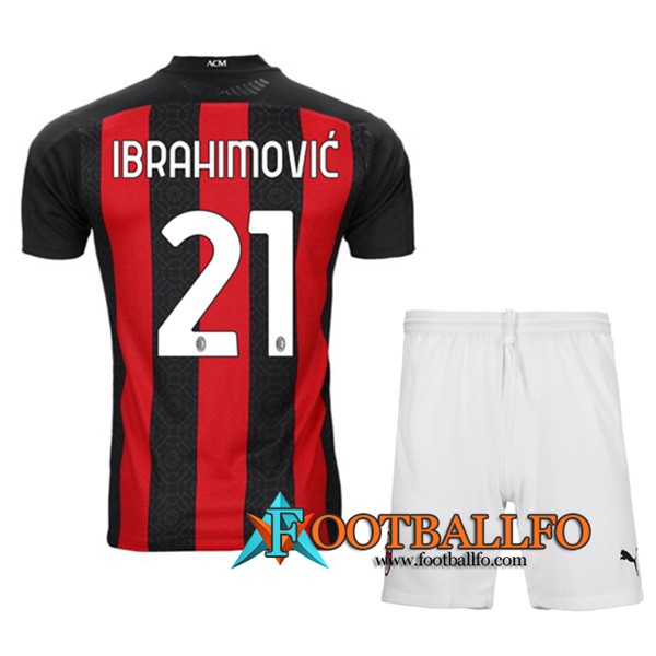 Camisetas Futbol Milan AC (IBRAHIMOVIC 21) Ninos Primera 2020/2021