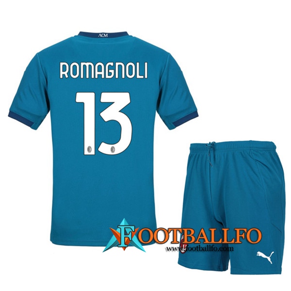 Camisetas Futbol Milan AC (ROMAGNOLI 13) Ninos Tercera 2020/2021