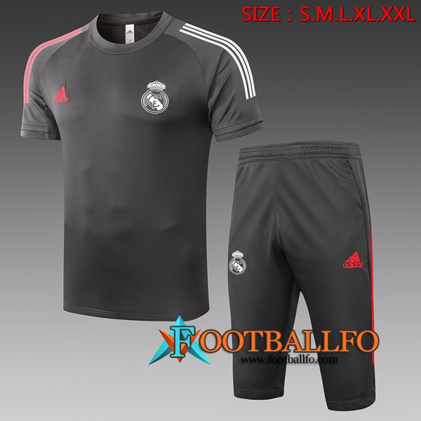 Camisetas de entrenamiento Real Madrid + Pantalones 3/4 Gris 2020/2021