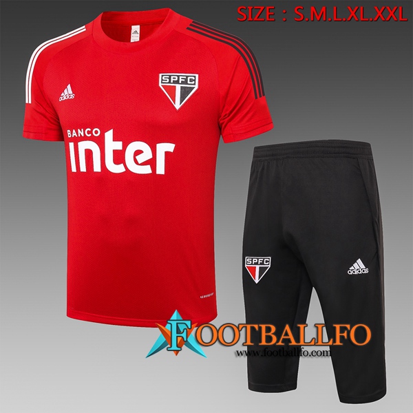 Camisetas de entrenamiento Sao Paulo FC + Pantalones 3/4 Roja 2020/2021