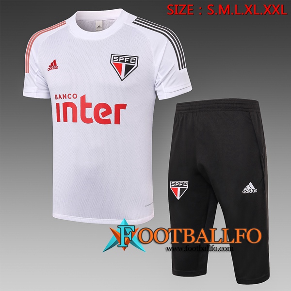 Camisetas de entrenamiento Sao Paulo FC + Pantalones 3/4 Blanco 2020/2021