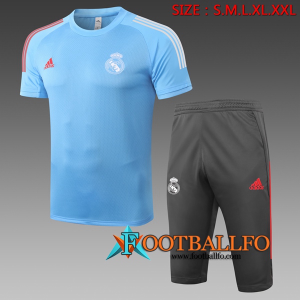 Camisetas de entrenamiento Real Madrid + Pantalones 3/4 Azul 2020/2021