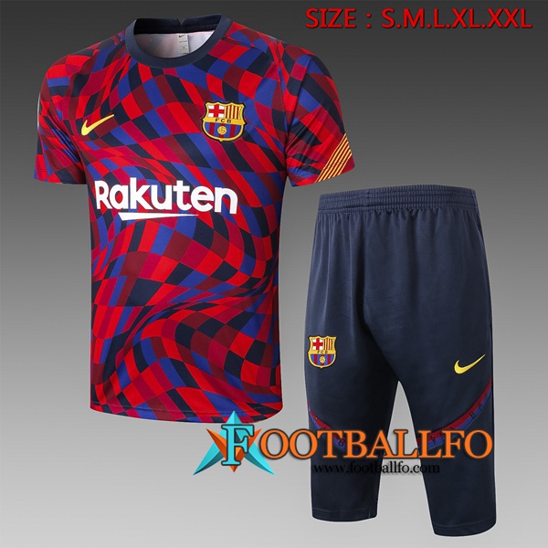 Camisetas de entrenamiento FC Barcelona + Pantalones 3/4 Roja 2020/2021
