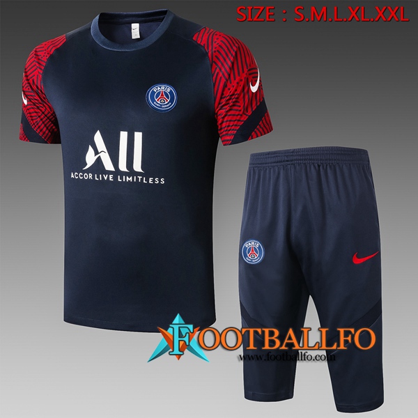 Camisetas de entrenamiento Paris PSG + Pantalones 3/4 Azul 2020/2021