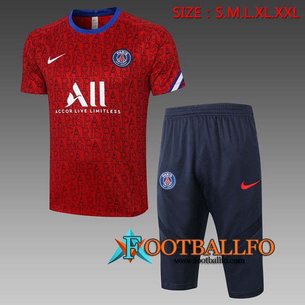 Camisetas de entrenamiento Paris PSG + Pantalones 3/4 Roja 2020/2021