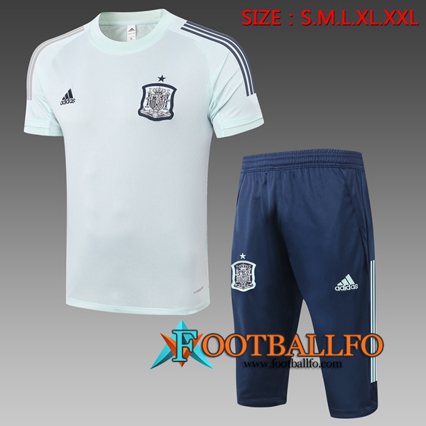 Camisetas de entrenamiento España + Pantalones 3/4 Verde 2020/2021