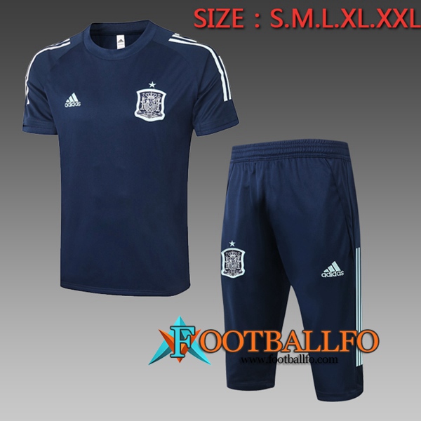 Camisetas de entrenamiento España + Pantalones 3/4 Azul 2020/2021