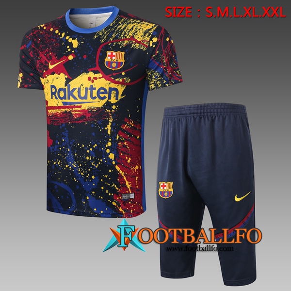 Camisetas de entrenamiento FC Barcelona + Pantalones 3/4 Azul 2020/2021