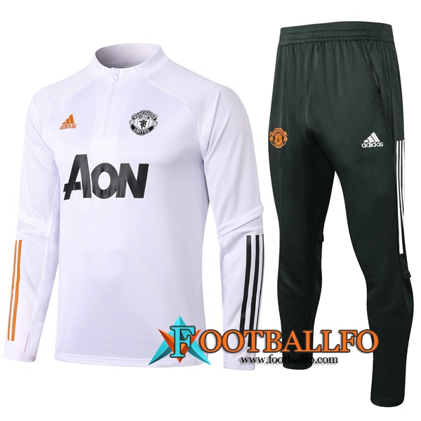Chandal Futbol + Pantalones Manchester United Blanco 2020/2021