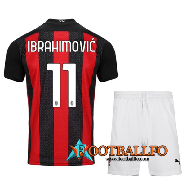 Camisetas Futbol Milan AC (IBRAHIMOVIC 11) Ninos Primera 2020/2021