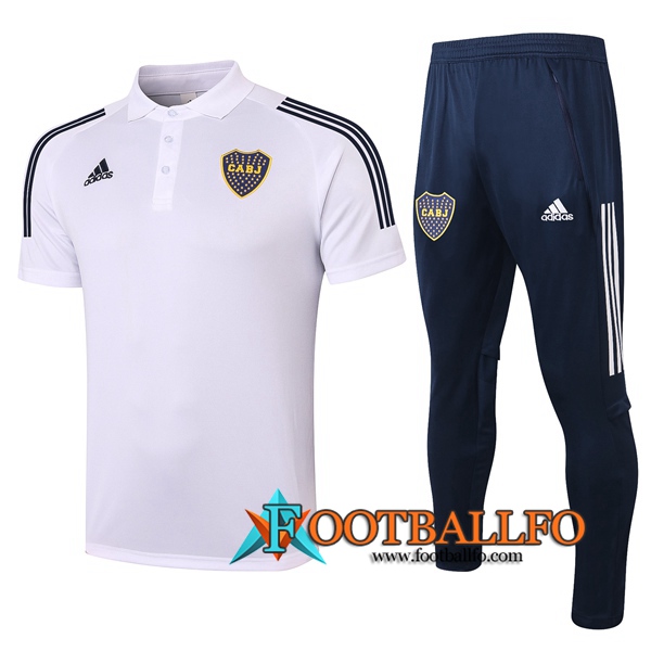 Polo Futbol Boca Juniors + Pantalones Blanco 2020/2021