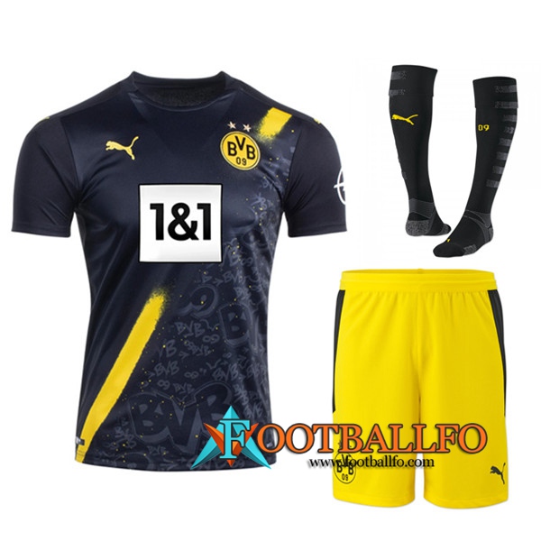 Traje Camisetas Futbol Dortmund BVB Segunda (Cortos+Calcetines) 2020/2021