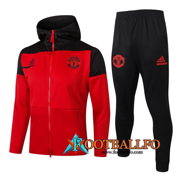 Chandal Futbol - Chaqueta con capucha + Pantalones Manchester United Roja 2020/2021