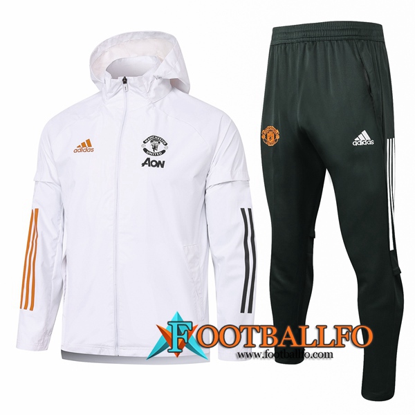 Chandal Futbol - Rompevientos + Pantalones Manchester United Blanco 2020/2021