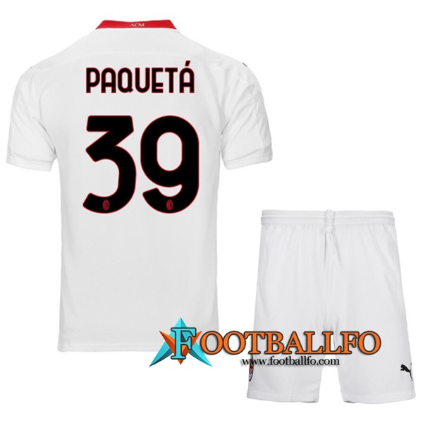 Camisetas Futbol Milan AC (PAQUETA 39) Ninos Segunda 2020/2021