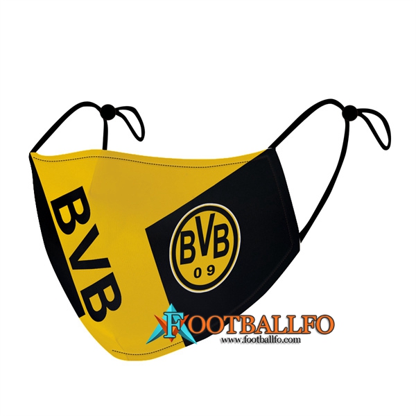 Mascarilla Futbol Dortmund Amarillo/Negro Reutilisable