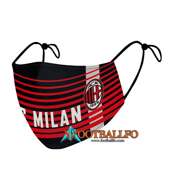 Mascarilla Futbol AC Milan Negro/Rojo Reutilisable