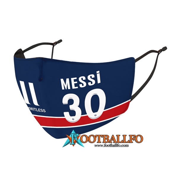 Mascarilla Futbol PSG Messi 30 Azul Reutilisable