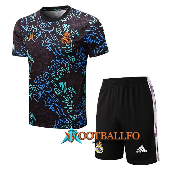 Camiseta Entrenamiento + Cortos Real Madrid Negro/Azul 2022/2023