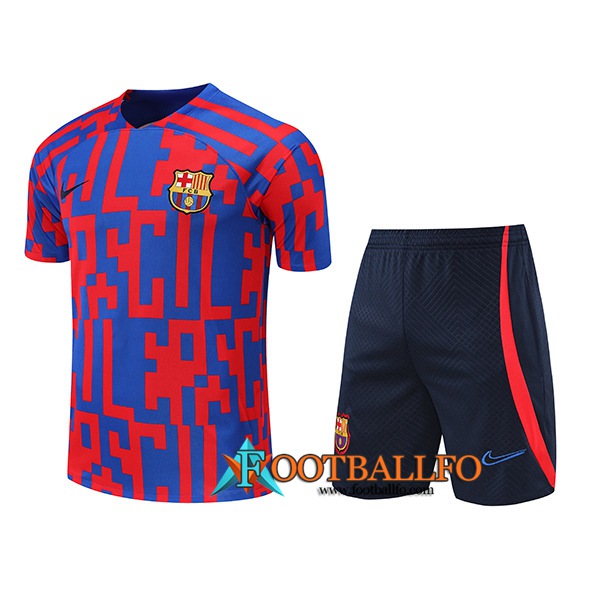 Camiseta Entrenamiento + Cortos FC Barcelona Rojo/Azul 2022/2023