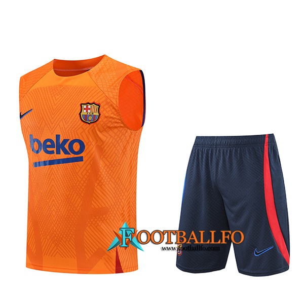 Camiseta Entrenamiento sin mangas + Cortos FC Barcelona Naranja 2022/2023
