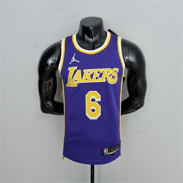 Camisetas Los Angeles Lakers (James #6) Púrpura 75th Anniversary