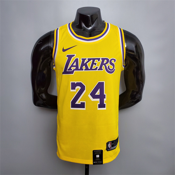Camisetas Los Angeles Lakers (Bryant #24) Amarillo Encolure Ronde Commemorative Edition