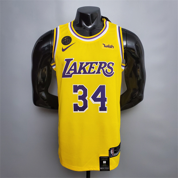 Camisetas Los Angeles Lakers (O'Neal #34) Amarillo Encolure Ronde Commemorative Edition