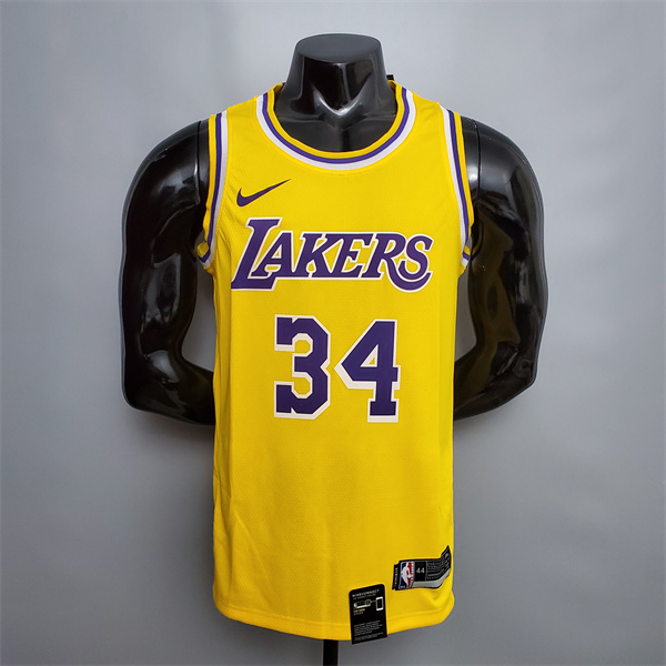 Camisetas Los Angeles Lakers (O'Neal #34) Amarillo Encolure Ronde