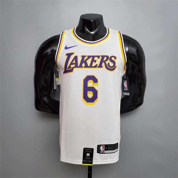 Camisetas Los Angeles Lakers (James #6) Blanco Encolure Ronde