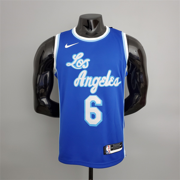 Camisetas Los Angeles Lakers (James #6) Azul Latin Night (High Head)