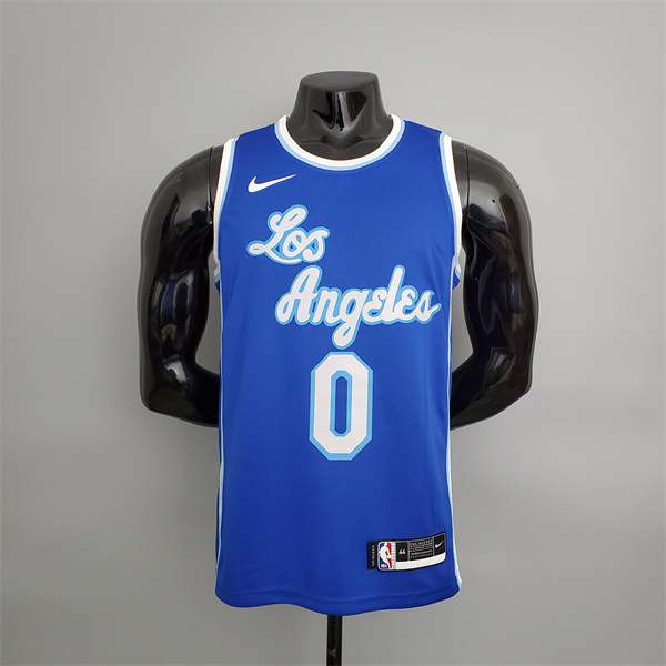 Camisetas Los Angeles Lakers (Westbrook #0) Azul Latin Night (High Head)