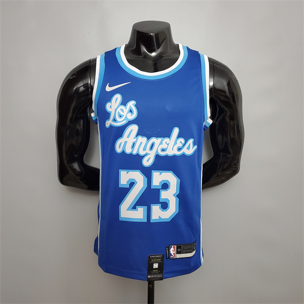 Camisetas Los Angeles Lakers (James #23) Azul Retro Night