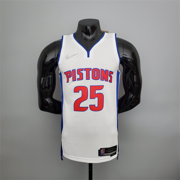 Camisetas Detroit Pistons (Rosa #25) Blanco 75th Anniversary