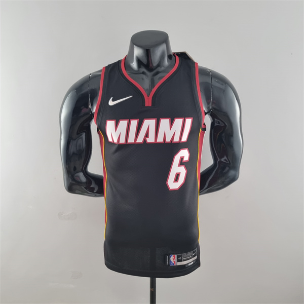 Camisetas Miami Heat (James #6) Negro 75th Anniversary