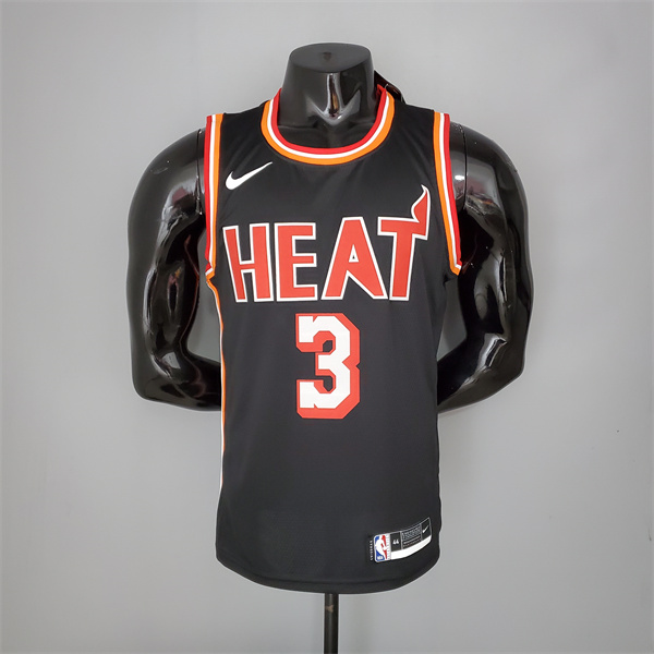 Camisetas Miami Heat (Wade #3) 2018 Negro Retro Night