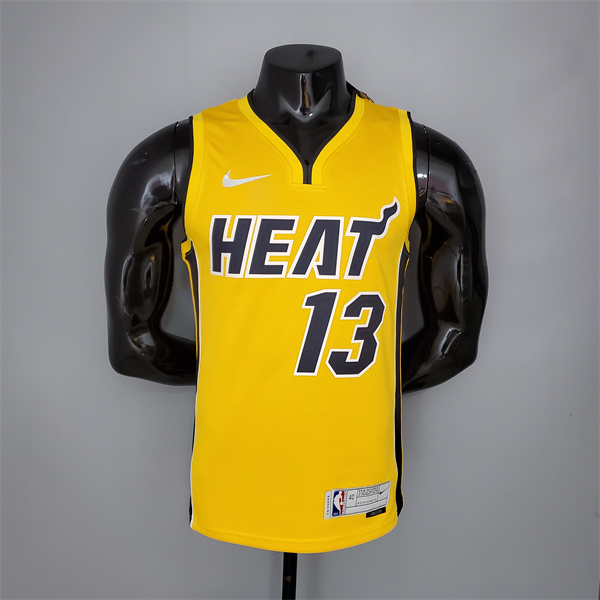 Camisetas Miami Heat (Adebayo #13) 2021 Amarillo Bonus Edition