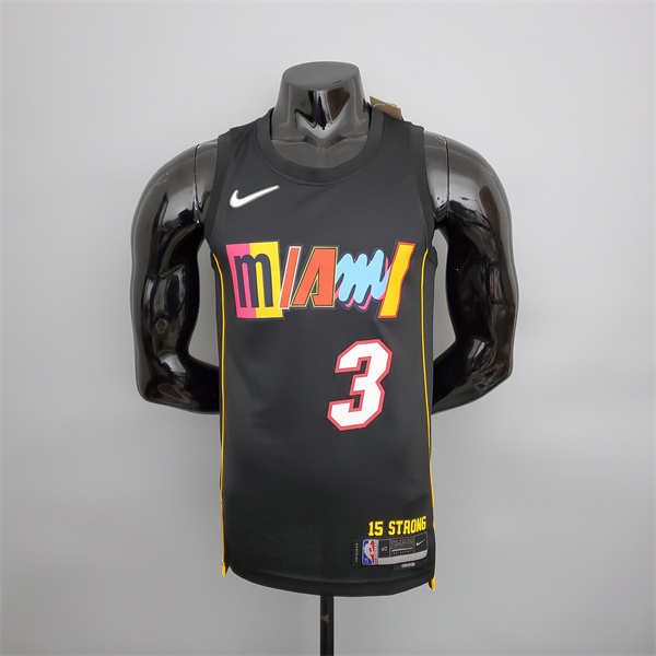 Camisetas Miami Heat (Wade #3) 2022 Season Negro City Edition