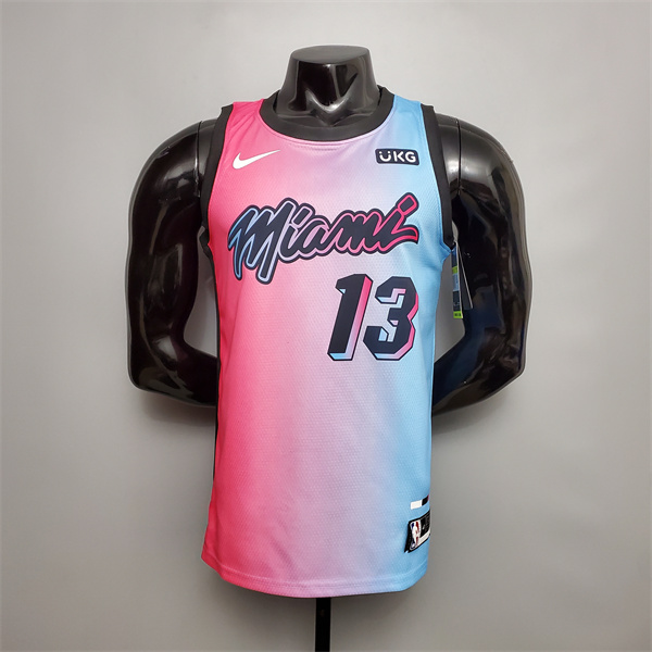 Nueva Camisetas Miami Heat (Adebayo #13) Rosa/Azul Gradient Color City Edition