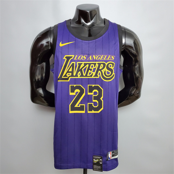 Camisetas Los Angeles Lakers (James #23) Púrpura Encolure Ronde