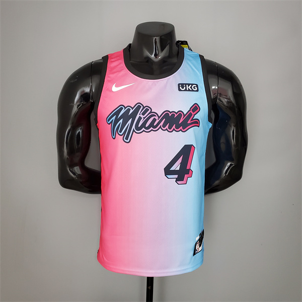 Nueva Camisetas Miami Heat (Oladipo #4) Rosa/Azul Gradient Color City Edition