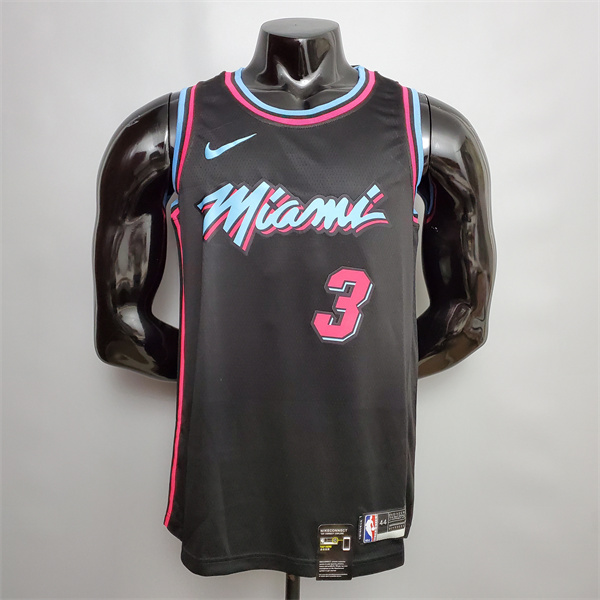 Camisetas Miami Heat (Wade #3) Negro Encolure Ronde